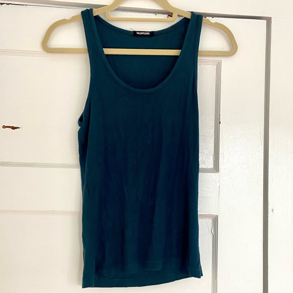 Talentless Teal Ribbed Tank Top
